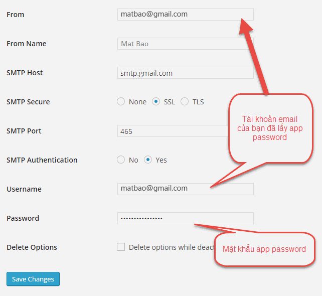 Cấu hình SMTP Gmail cho WordPress