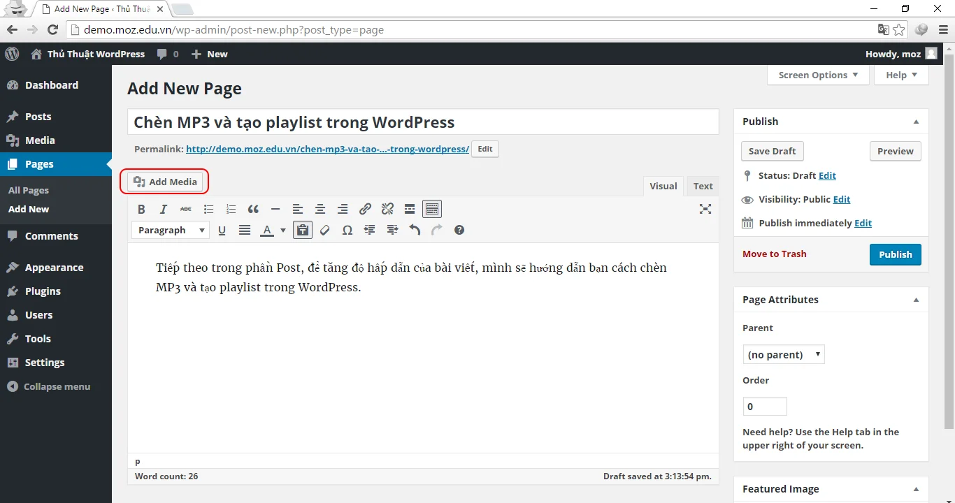 Chèn MP3 và tạo playlist trong WordPress 1