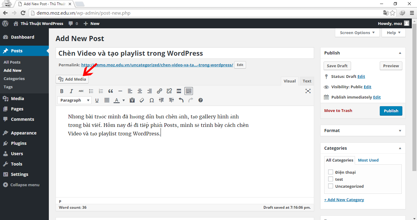 Chèn-Video-và-tạo-playlist-trong-WordPress-1
