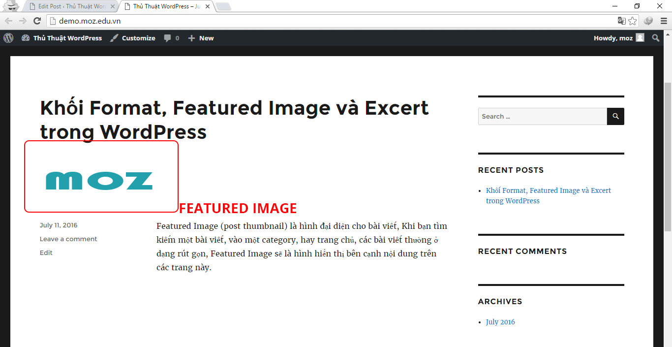 Khối-Format,-Featured-Image-và-Excerpt-trong-WordPress-2