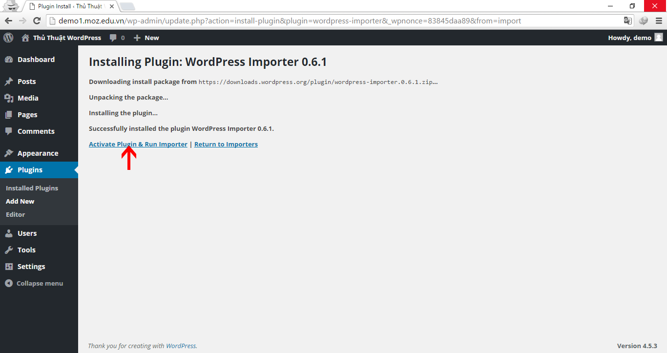 Hướng dẫn Import dữ liệu trong WordPress