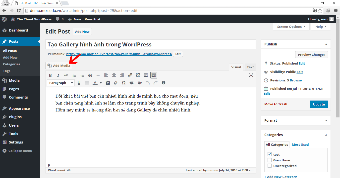 Tạo-Gallery-hình-ảnh-trong-WordPress-1