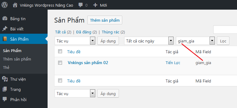 Thêm chức năng lọc theo Meta Fields trong Dashboard WordPress