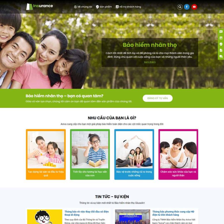 Theme wordpress giới thiệu dịch vụ bảo hiểm
