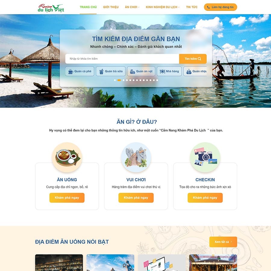 Theme WordPress review địa điểm du lịch, ăn uống